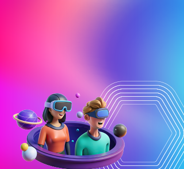 desenho futurista de homem e mulher dentro de um disco voador com culos.