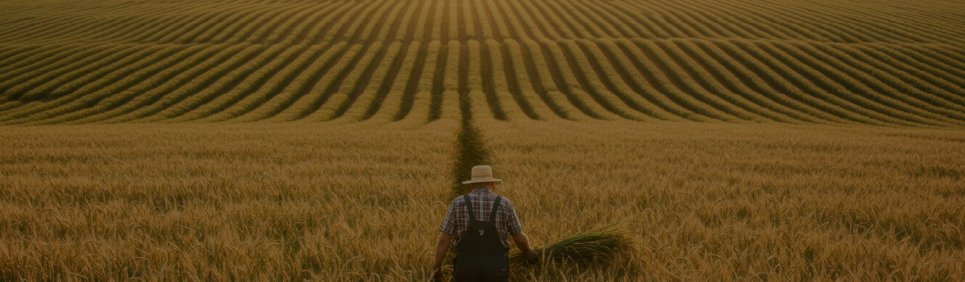imagem de agricultor no meio de plantao
