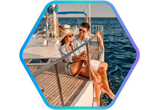 casal em barco