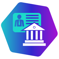 ilustrao de carteira de identidade e prdio representando instituio financeira