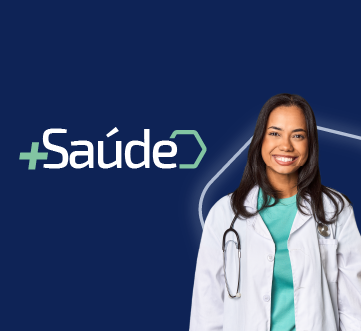 m�dica sorrindo de bra�os cruzados em fundo azul escuro