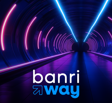 fundo com linhas azuis e logotipo banriway