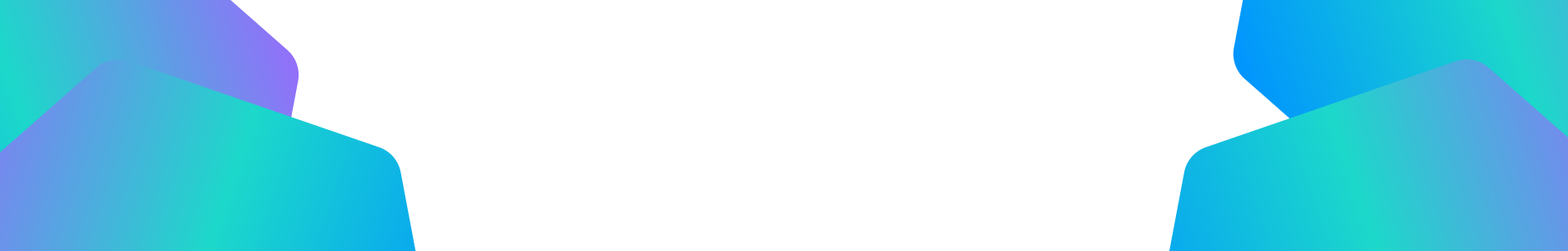 hexagonos em gradiente com as 3 cores do banco: azul, roxo e verde