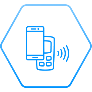 desenho de celular e maquininha representando pagamento nfc