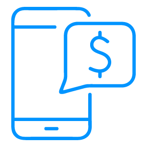 Ilustra��o de celular com um bal�o de conversa com um cifr�o.