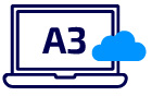 Ilustra��o de tela de computador escrito a3 e uma nuvem.