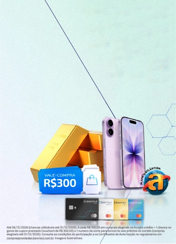 imagem da campanha compras premiadas, barras de ouro, iphones, vouchers de 300 reais e logo do planeta atlatida. E cart�es mastercard.